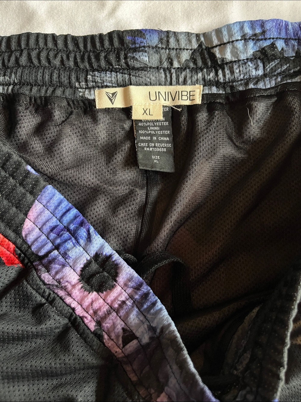 Univibe Black Floral Swim Trunks with Multicolor Blooms - Picture 3 of 4